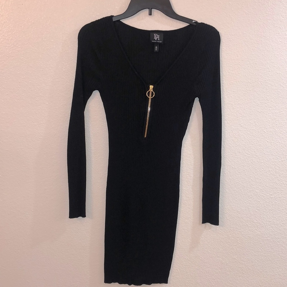 Zipper Front Sweater Dress